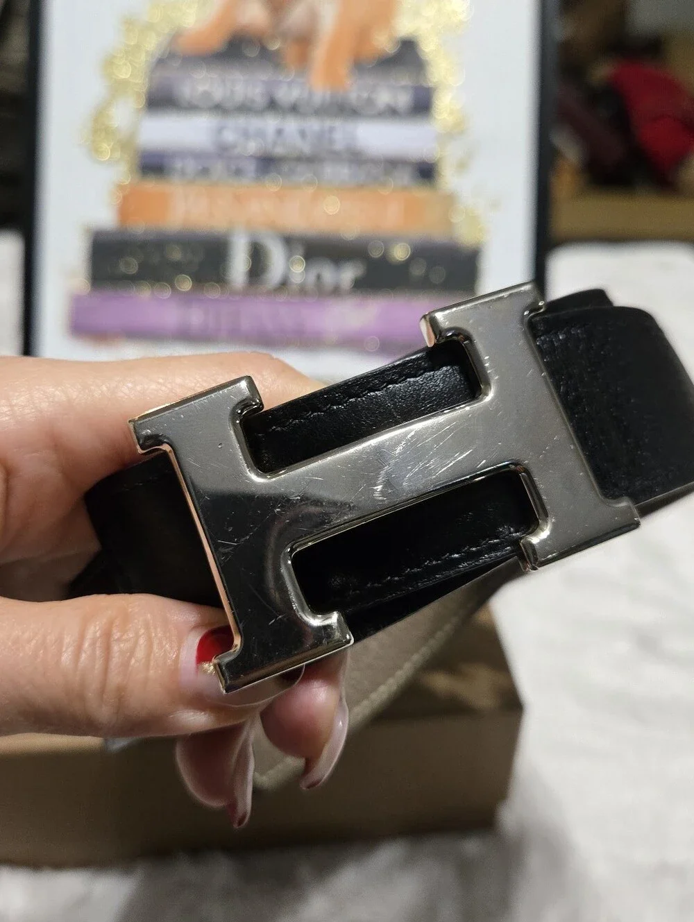 Hermes Reversible Belt Black / Gray  31 to 38!